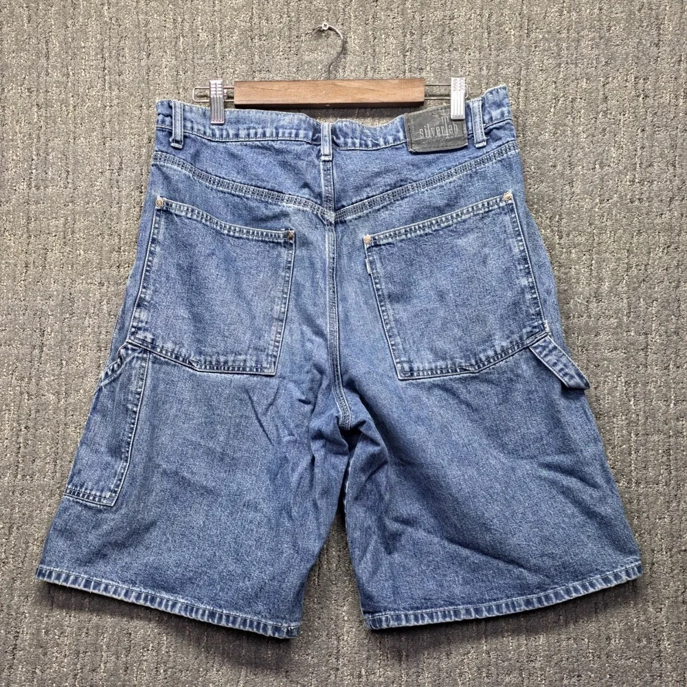 Vintage Levis SilverTab Carpenter Shorts Mens 34 Baggy Denim Blue 90s Y2K Skater